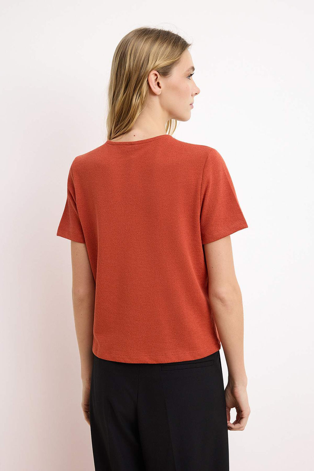 Kiremit Regular/Normal Kal?p Aksesuar Detayl? Triko gorunumlu Orme Bluz TWOSS26BZ00026 - Trendyolmilla фото 4