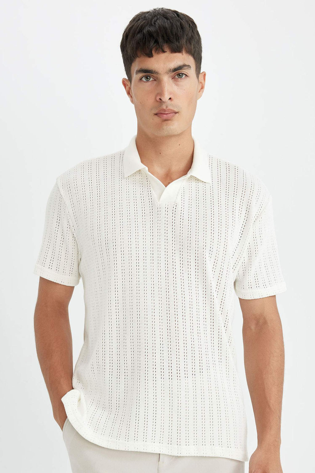 Regular Fit K?sa Kollu Triko Polo Tisort - Defacto фото 8