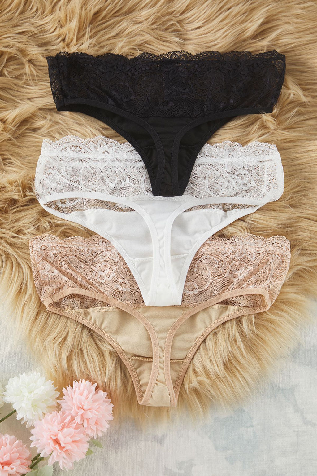 Trendyolmilla Siyah-Beyaz-Ten 3lu Paket Dantel Detayl? Tanga Orme Kulot THMSS25KU00018 фото 8