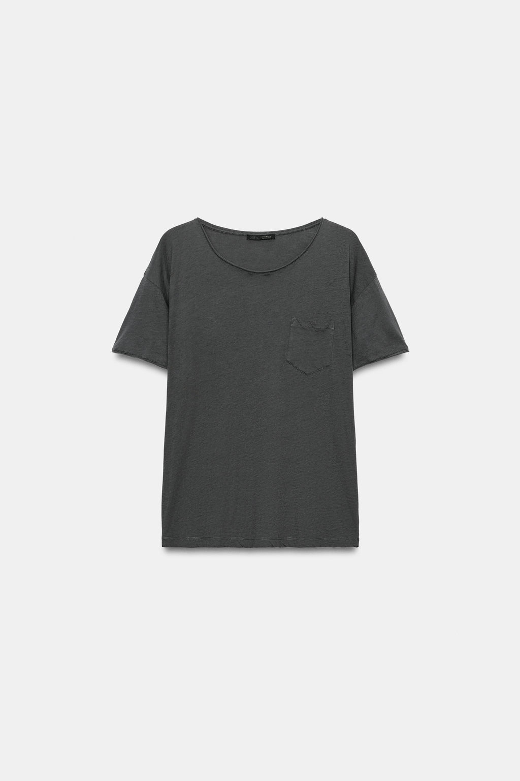 CAMISETA BOLSILLO ALGOD?N / Gris antracita - Zara фото 4
