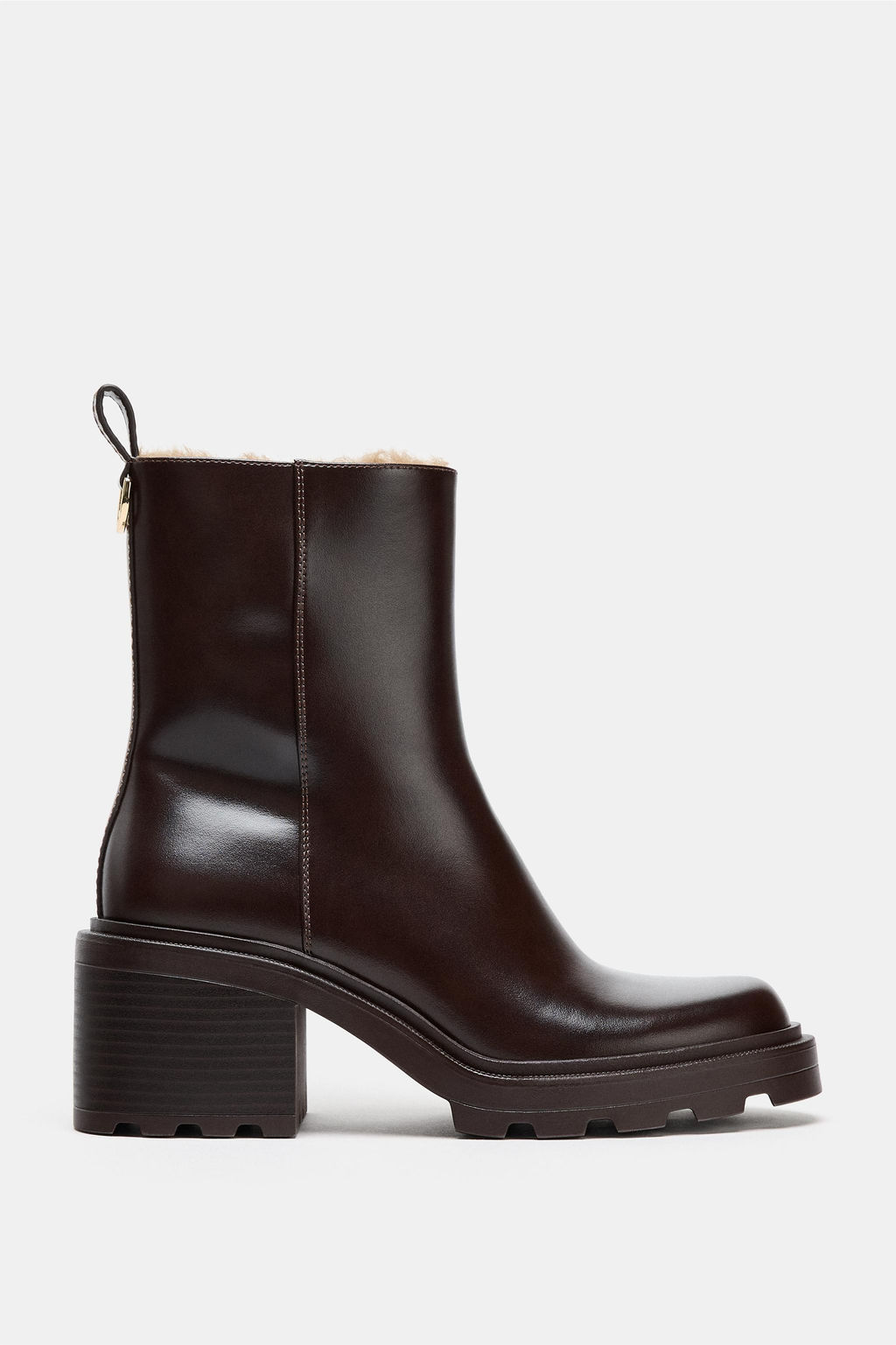 HEELED ANKLE BOOTS WITH FAUX FUR LINING - Zara фото 7
