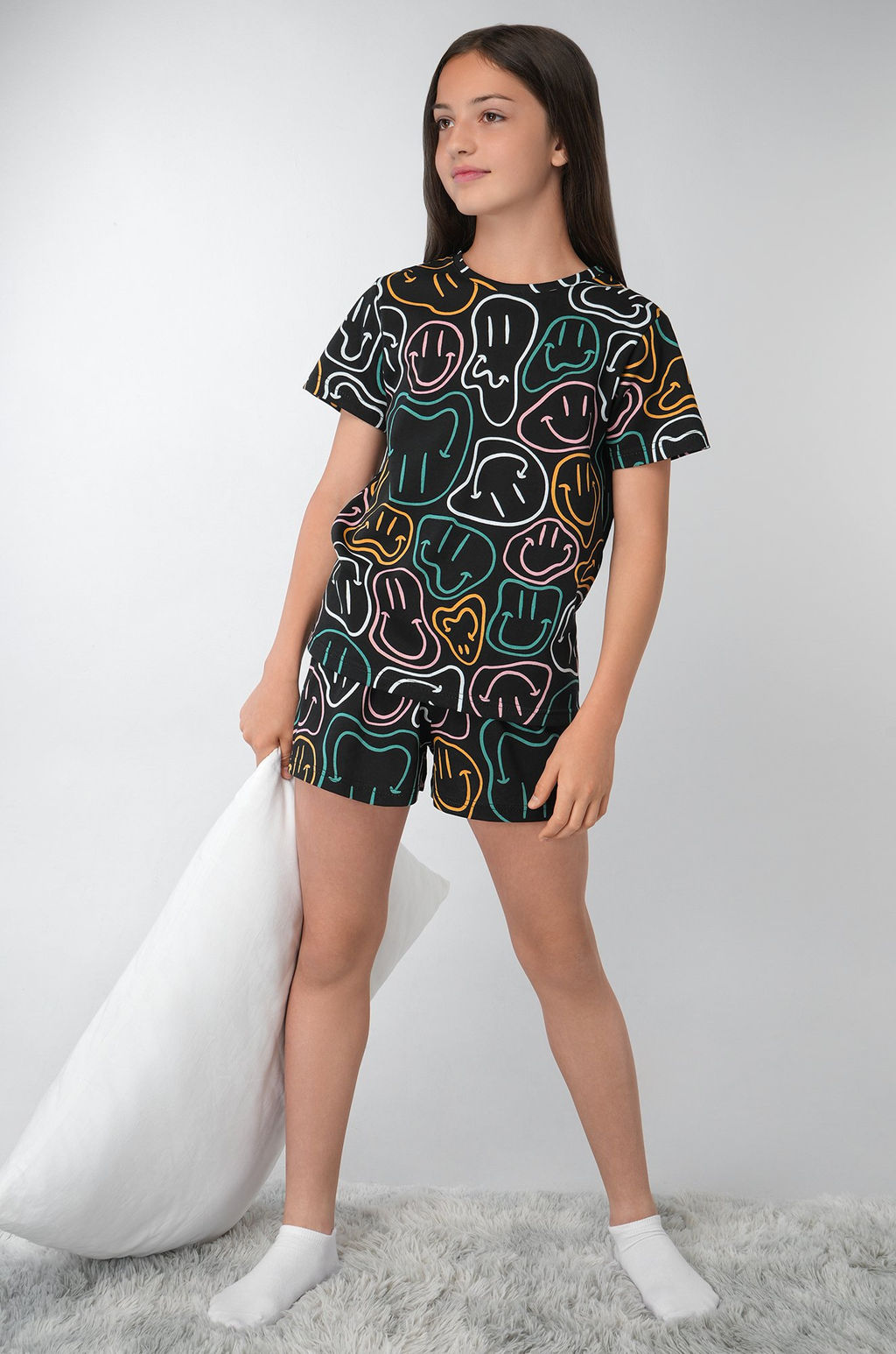 Хлопковая пижама для девочки с шортами Happyfox