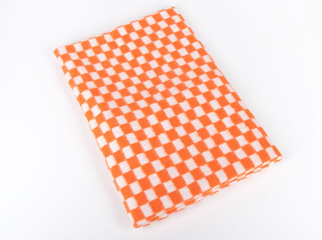 Одеяло байковое ОБ-200/1 100*140 "Клетка" цв. оранжевый (Шуя)