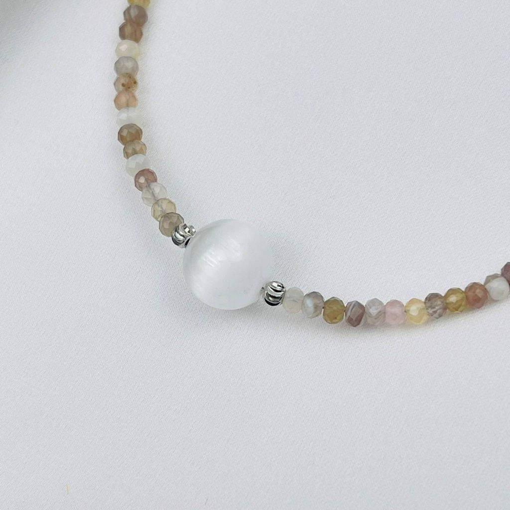 Чокер из Бразильского агата с Селенитом 38 см +