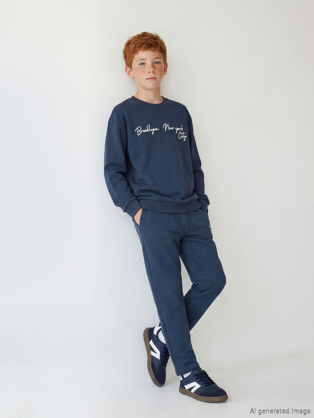 Bisiklet Yaka Bask?l? Erkek ?ocuk Sweatshirt