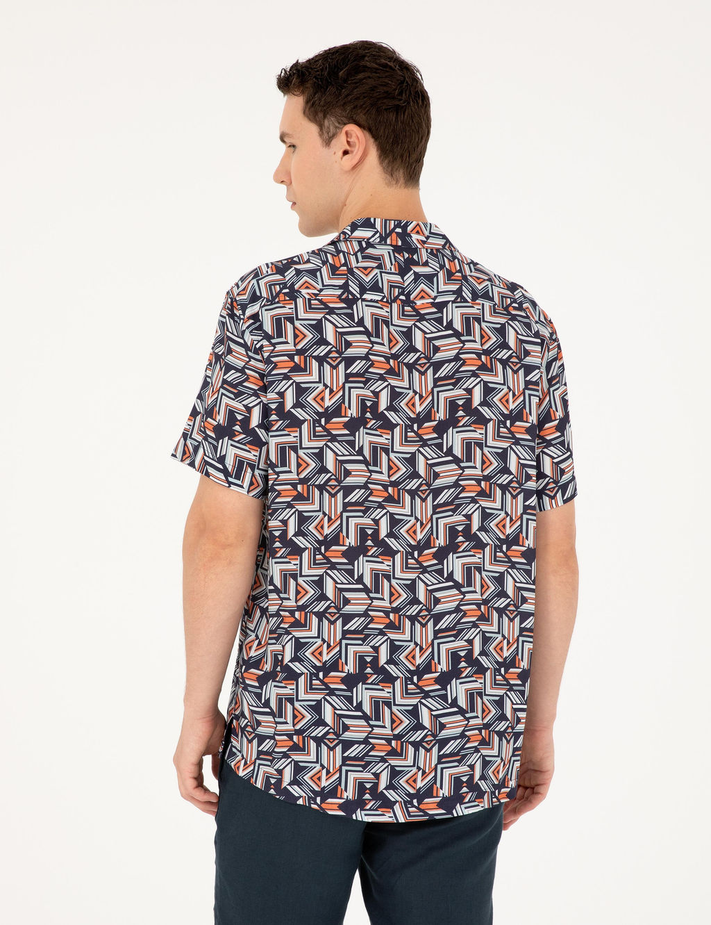 Lacivert Comfort Fit K_sa Kollu G_mlek