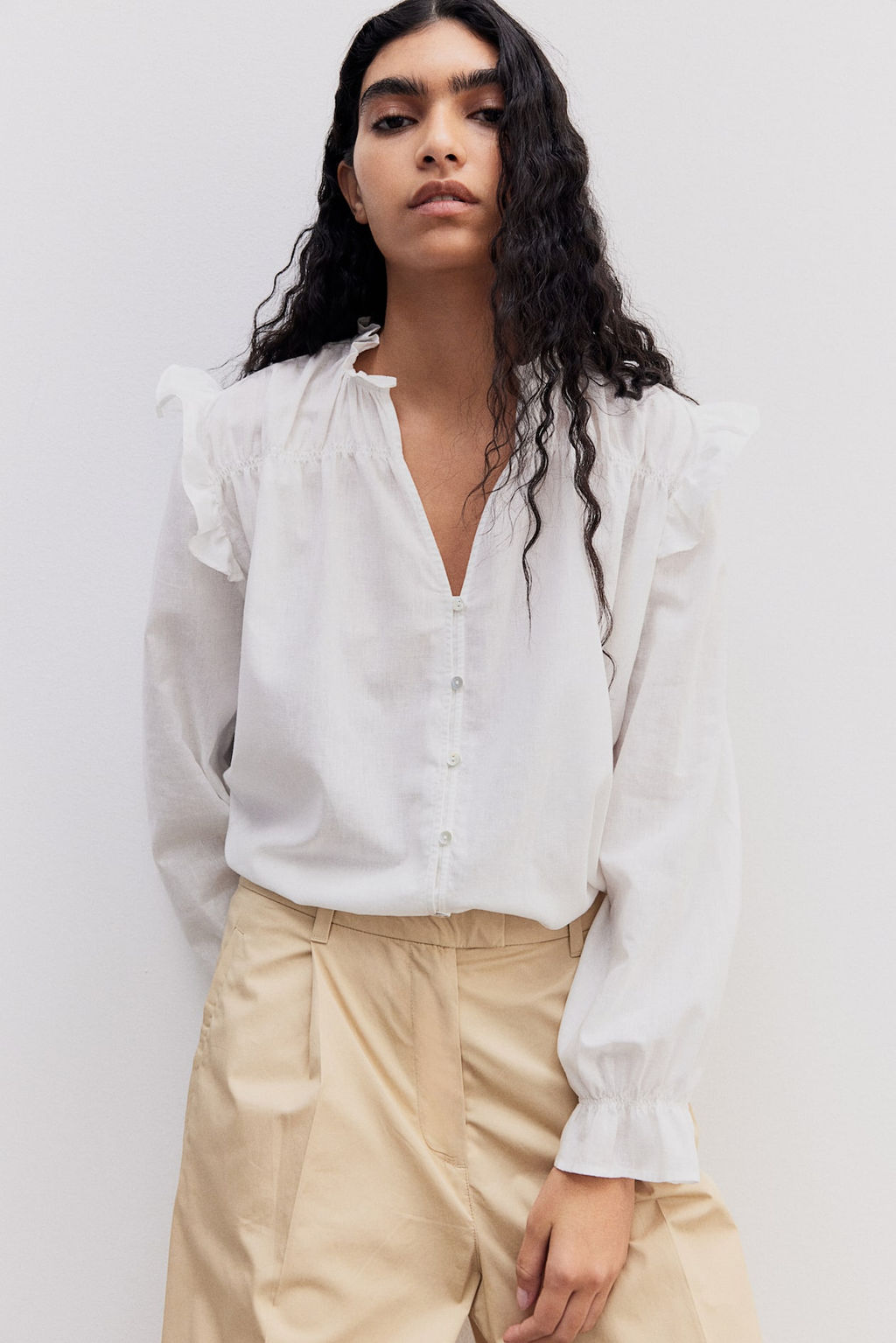 Blusa en mezcla de lino - H&m фото 2