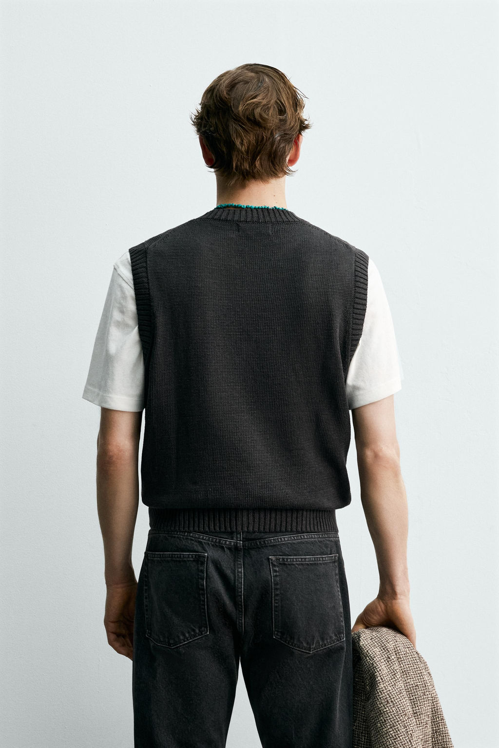 CHALECO PUNTO 100% LINO AARON LEVINE X ZARA / Chocolate  фото 3