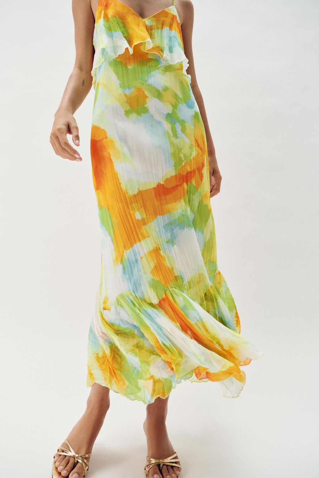 VESTIDO MIDI ESTAMPADO VOLANTES / TYEAMARILLO - Zara фото 5