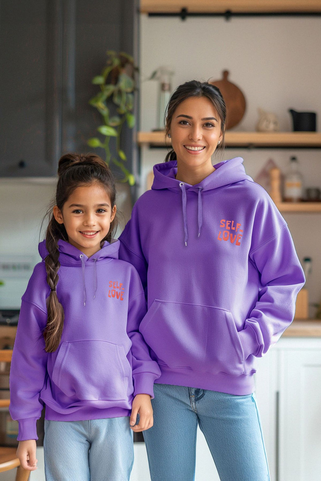 Mor K?z Cocuk S?rt Bask?l? Orme Mini Me Sweatshirt TKDAW25SW00047