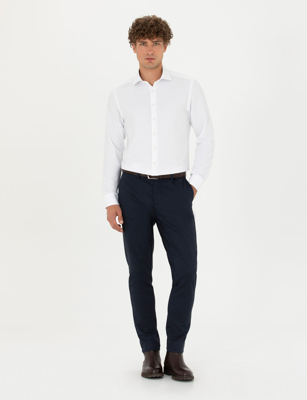Beyaz Slim Fit Uzun Kollu G_mlek