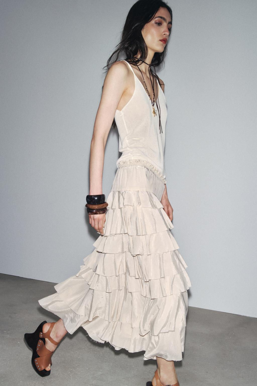 ZW COLLECTION MIDI SKIRT WITH RUFFLES - Zara фото 4