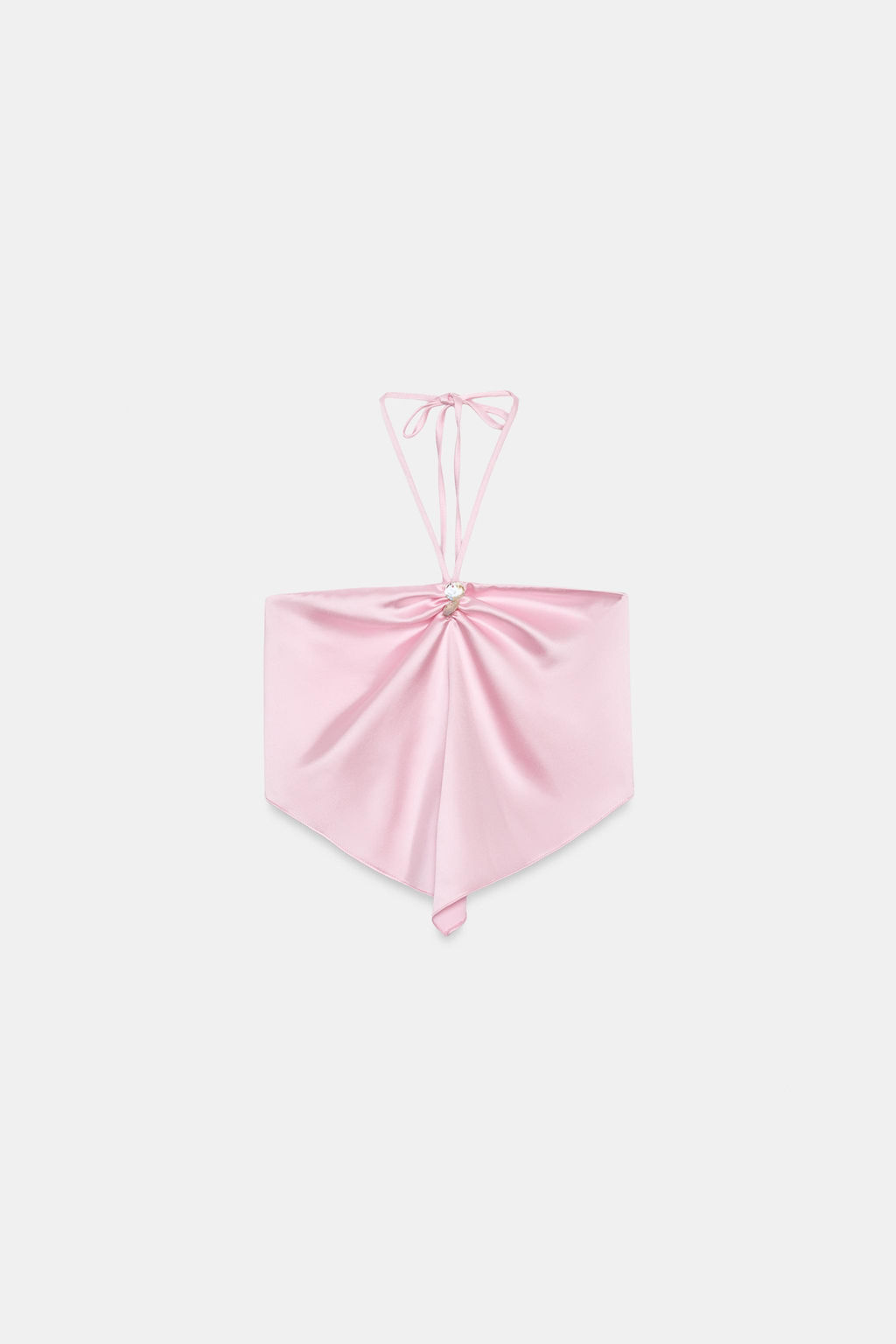 TOP SATINADO CUELLO HALTER / Rosa - Zara фото 5