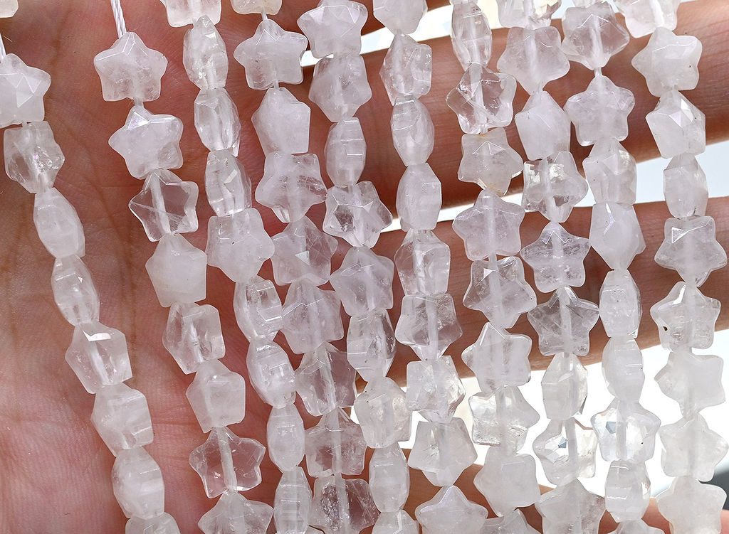 Бусины для творчества Звезды из горного хрусталя 8*8мм с гранями, 37см, 49 бусин Радуга камня