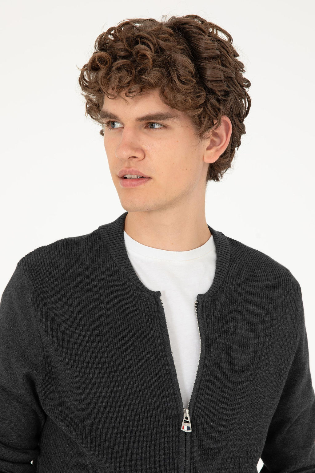 Мужской базовый трикотажный кардиган антрацитового меланжа - U.s. polo assn фото 2