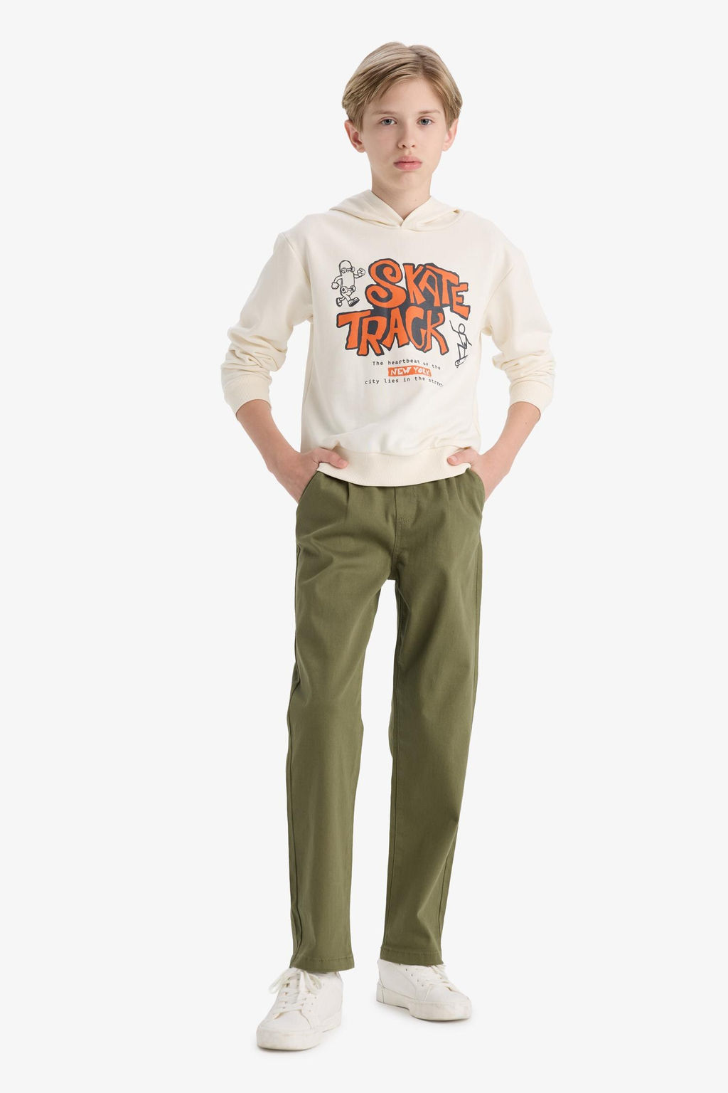 Kap__onlu Bask_l_ Sweatshirt Erkek _ocuk - Defacto фото 2