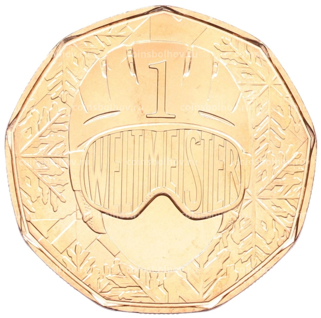 Монета 5 евро 2025 года Австрия Чемпионат мира по лыжным видам спорта