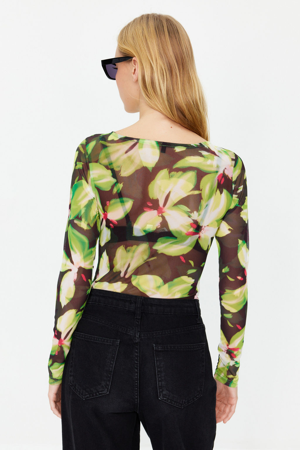 Yesil Bask?l? Tul C?tc?tl? Transparan Orme Body TWOAW24BD00051 - Trendyolmilla фото 6