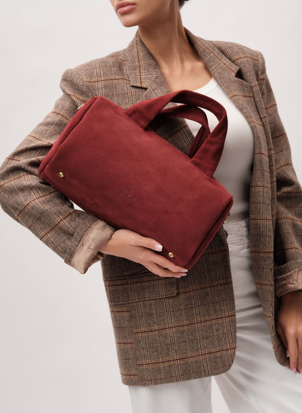 Замшевая сумка Bowling DBR 31378 красное вино  фото 5
