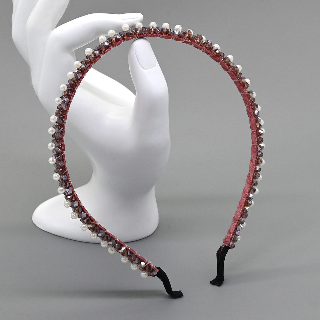 Ободок для волос с цирконом, цвет сиреневый