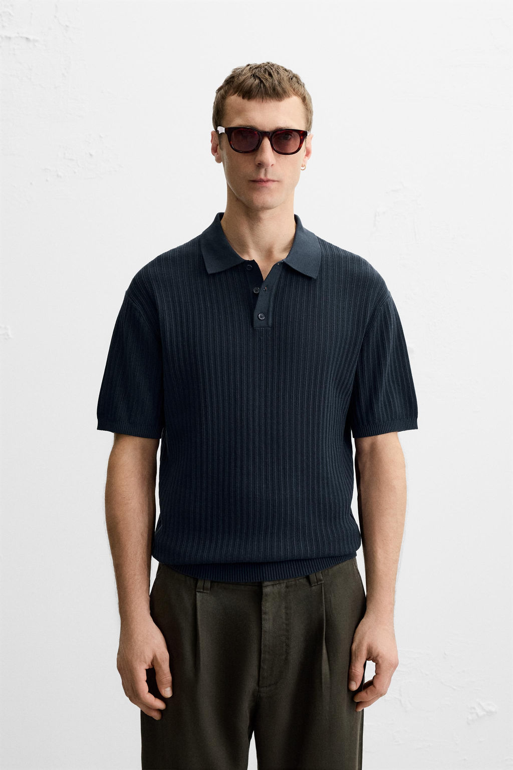 VERTICAL TEXTURED KNIT POLO SHIRT - Zara фото 2