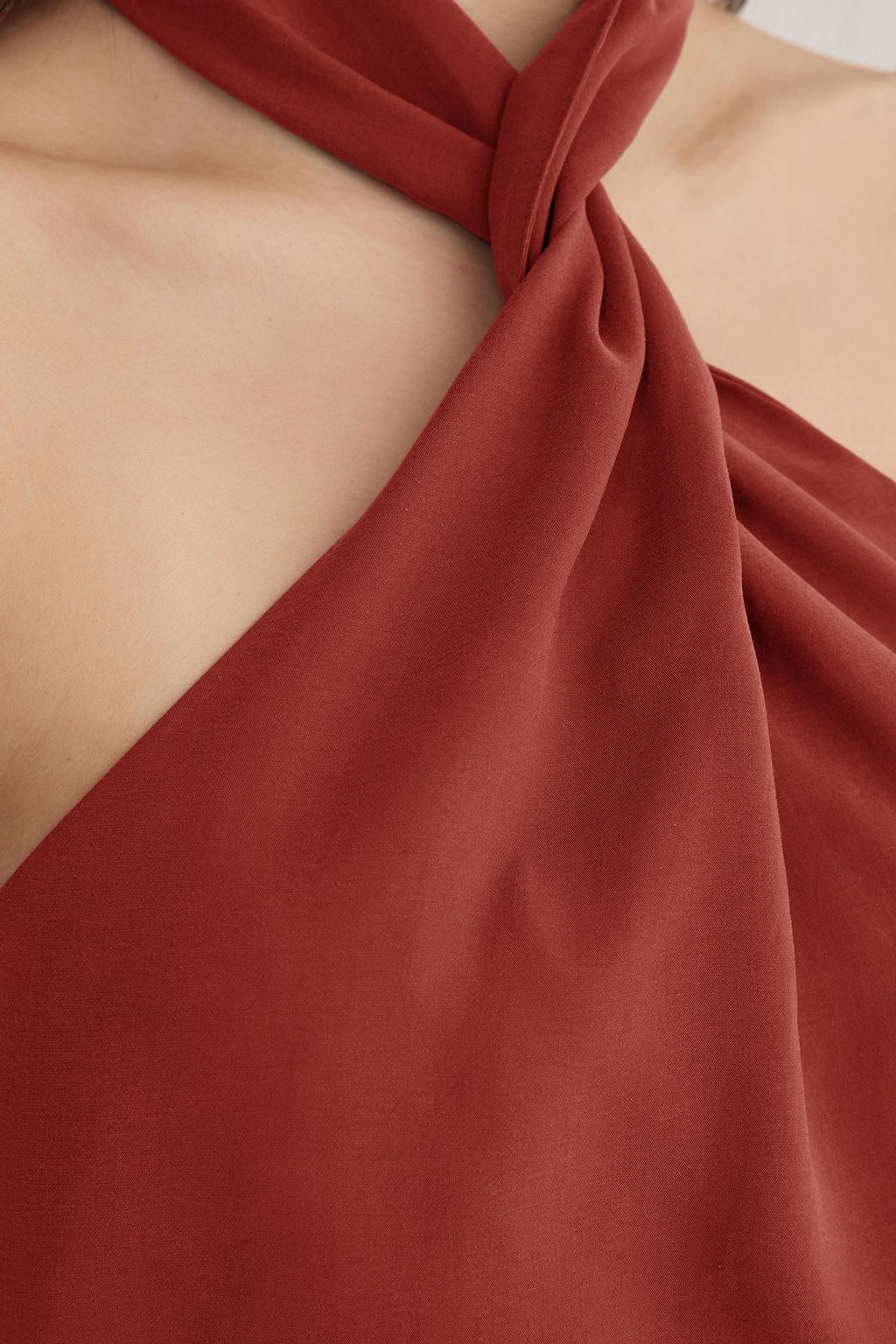 Trendyolmilla Haki Modal Halter Yaka Boyundan Dugumlu Dokuma Bluz TWOSS25BZ00247  фото 8