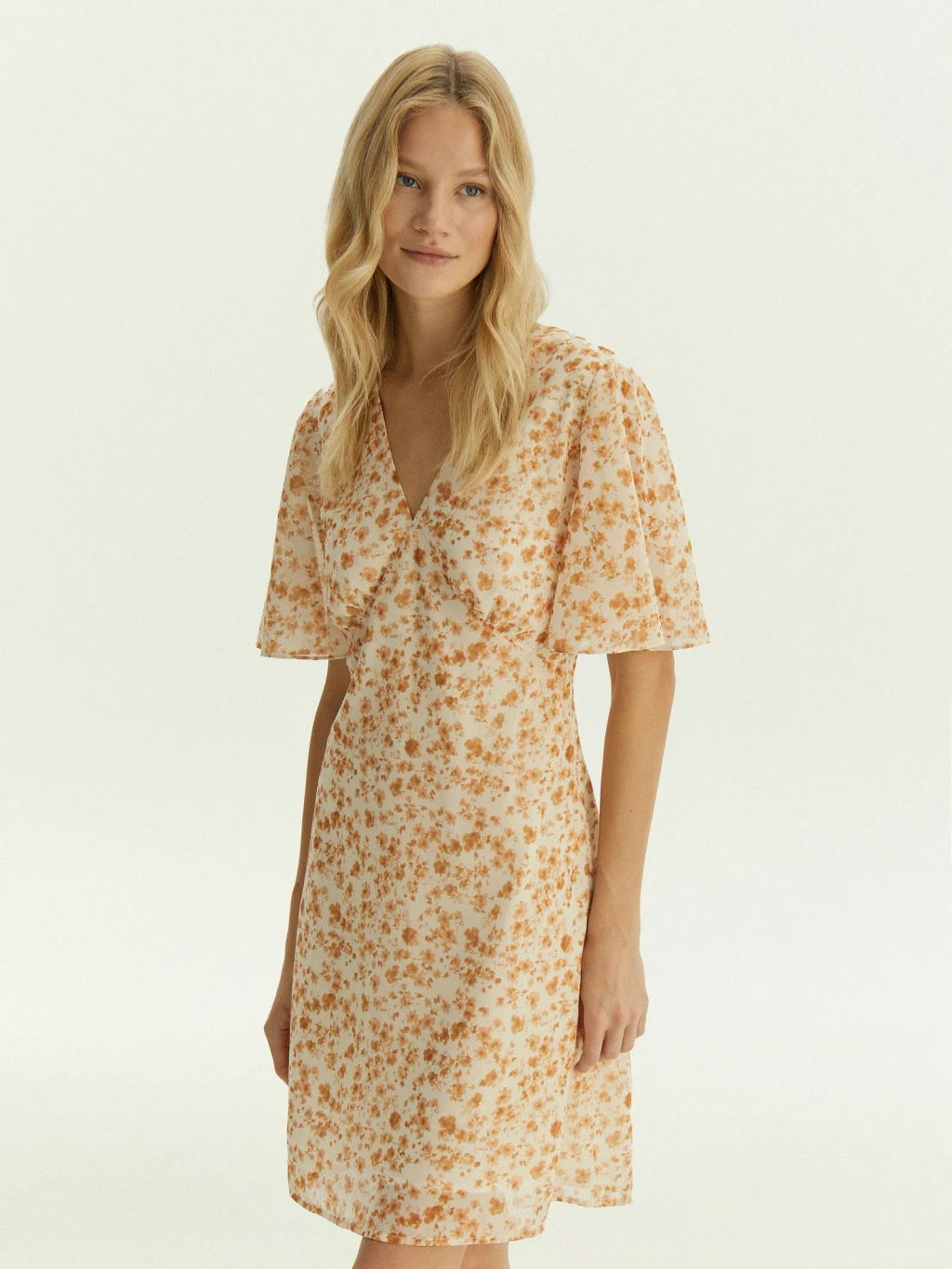 Платье мини из шифона с цветочным принтом, PL1724/voile