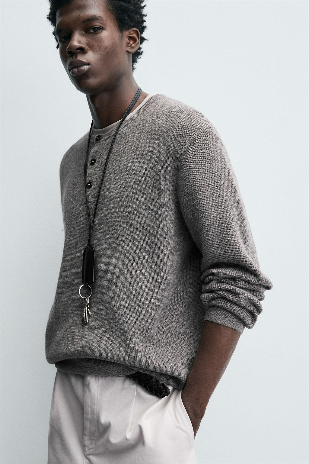 RIBBED BUTTON-NECK JUMPER - Zara фото 6