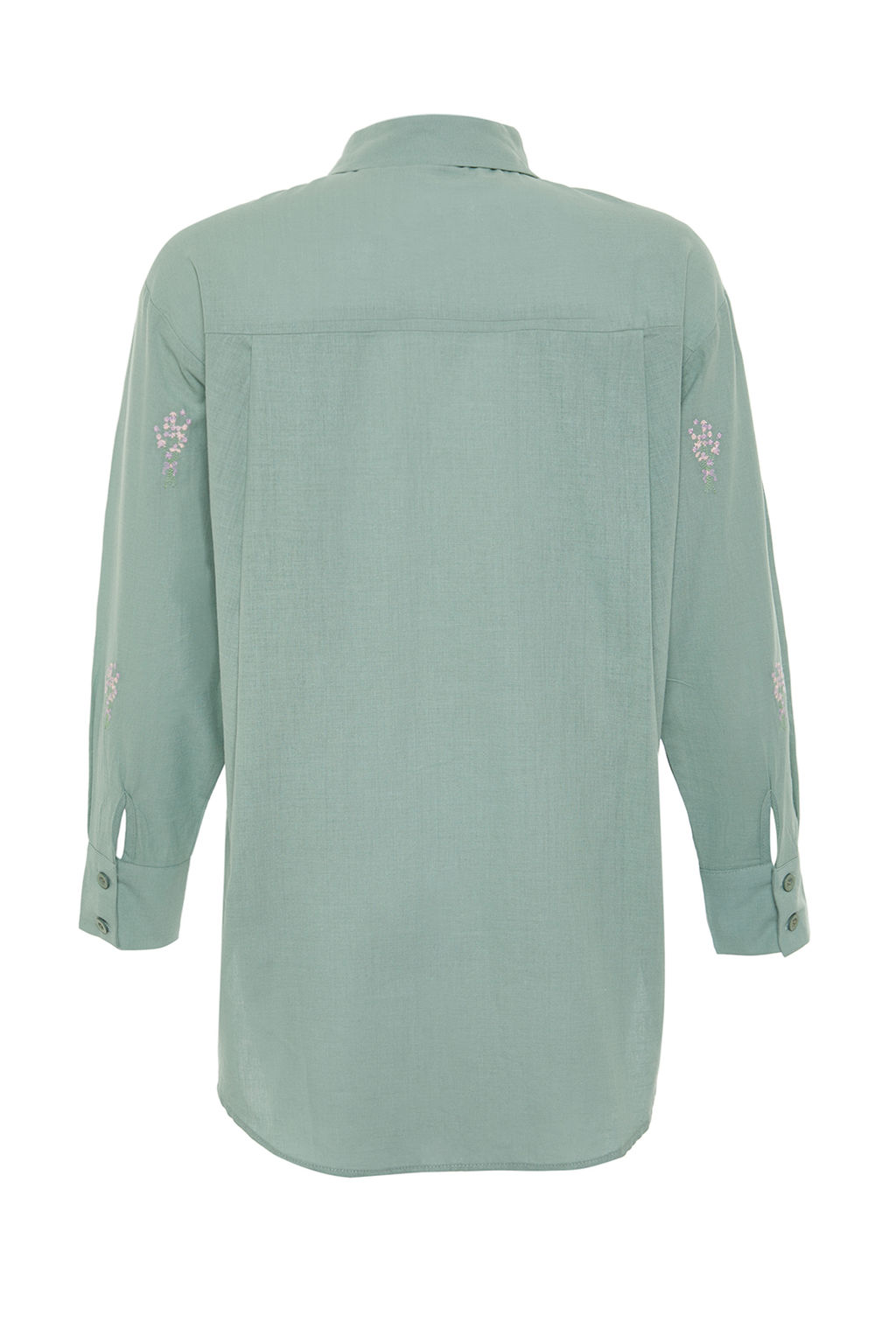 TRENDYOLMILLA Ekru Cicek Nak?s Detayl? Pamuklu Oversize Genis Kesim Dokuma Gomlek TWOSS22GO0246 фото 9