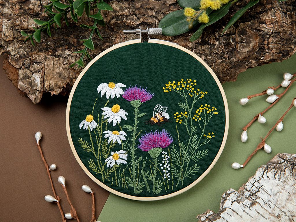 Набор для вышивания PANNA Живая картина JK-2233 Шмель и чертополох 13 х 13 см