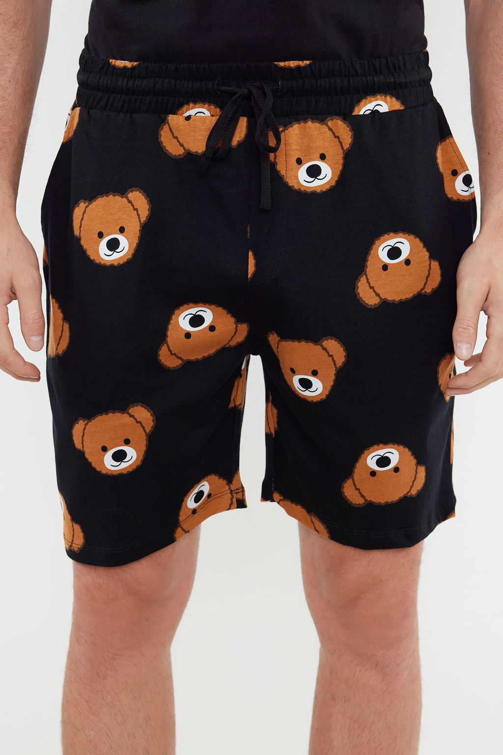 TRENDYOL MAN Siyah Couple/Cift/Family Regular Ay?c?k Desenli %100 Pamuklu Sortlu Pijama Tak?m? TMNSS24PT00049 - Trendyolmilla фото 6