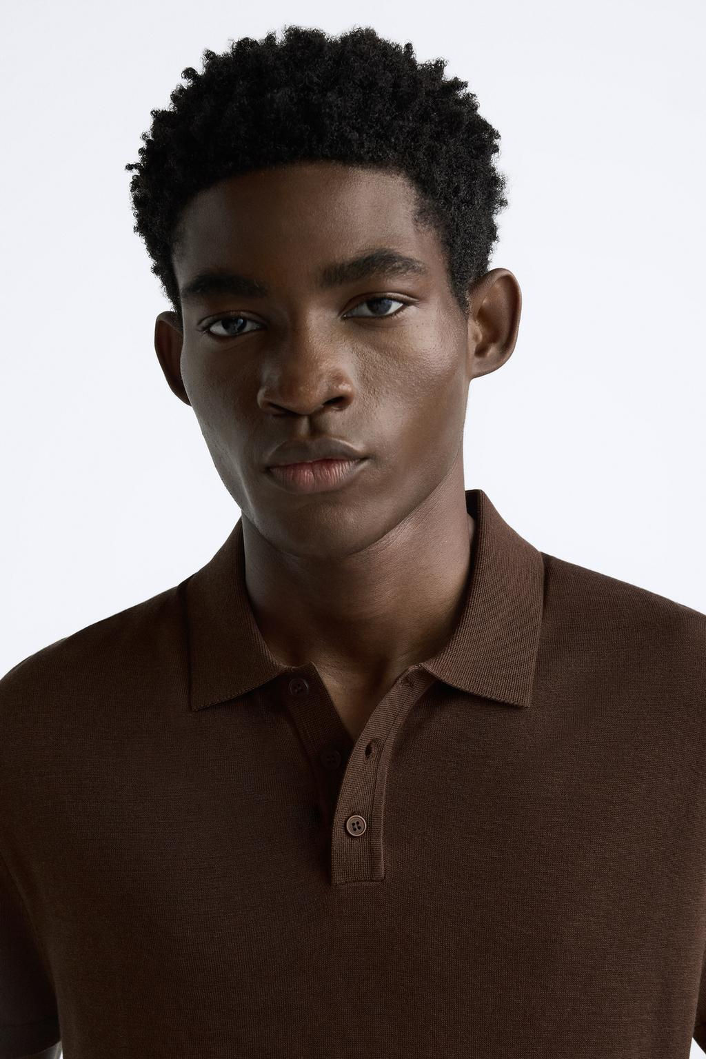 COTTON AND SILK KNIT POLO SHIRT - Zara фото 28