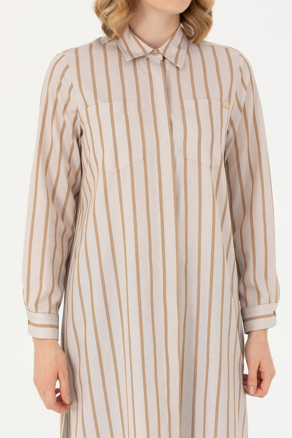 Женская рубашка песочного цвета с длинным рукавом - U.s. polo assn фото 6