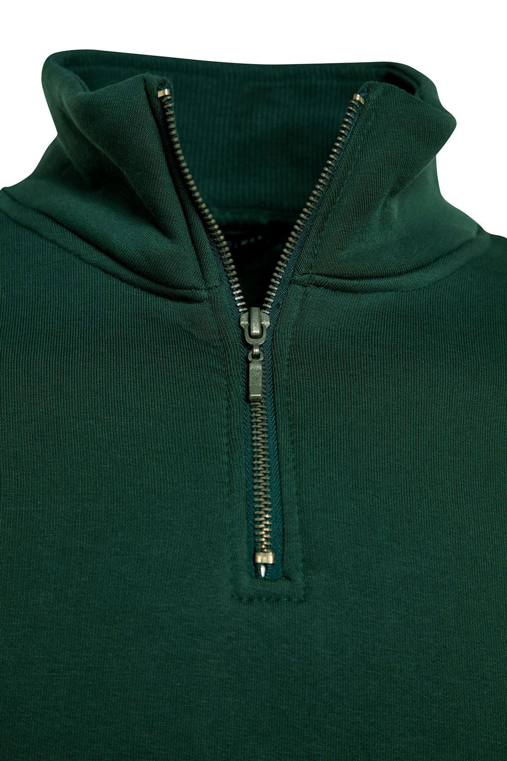 Yesil Regular/Normal Kesim Dik Yaka Fermuarl? Pamuklu Basic Ici Polarl? Sweatshirt TMNAW24SW00041