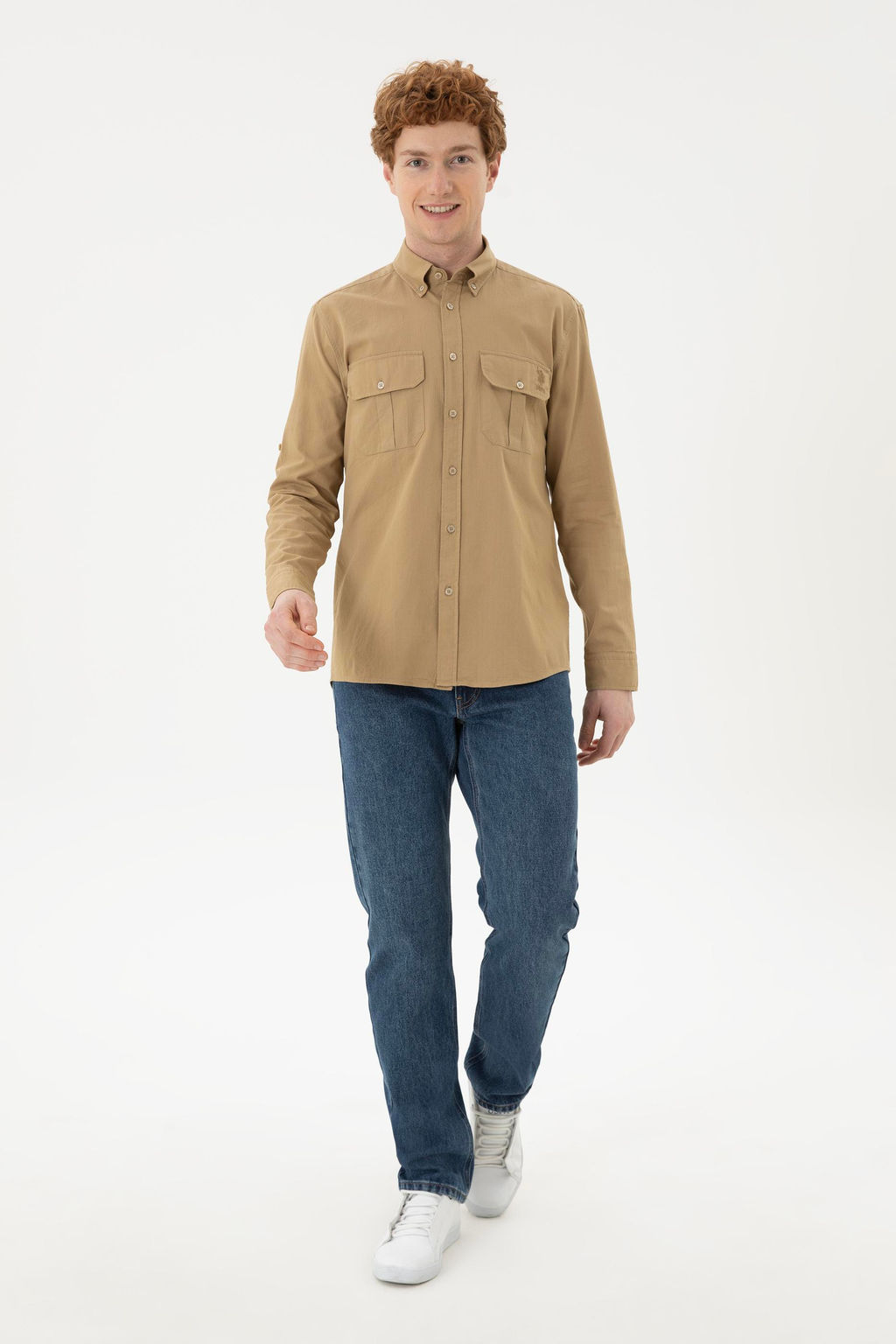 Мужская рубашка цвета хаки с длинным рукавом - U.s. polo assn фото 11