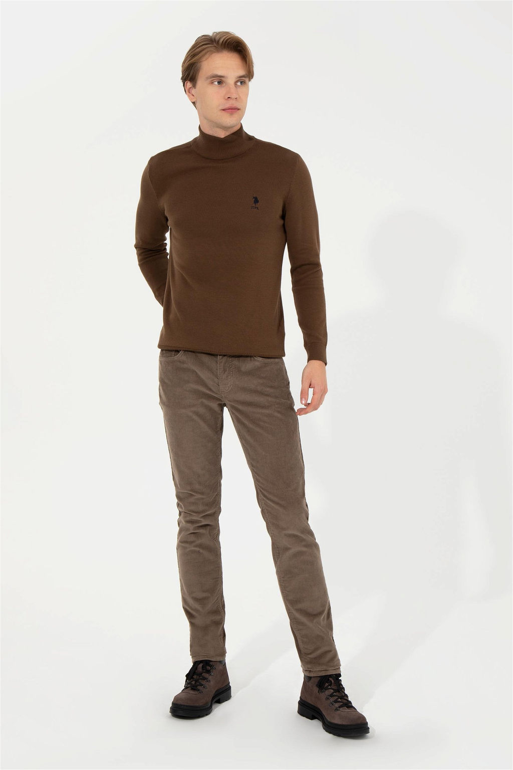 Мужской вязаный свитер кокосового цвета Basic - U.s. polo assn фото 10