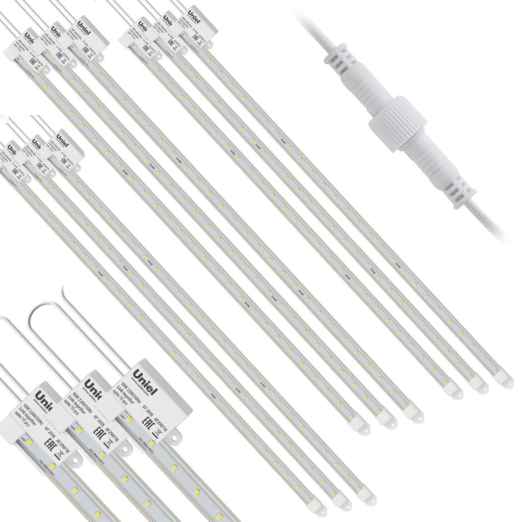 ULY-P90-10W/SPFR/K IP65 AC220V CLEAR KIT09 Светильник для растений светодиодный линейный, 600мм. Спектр для фотосинтеза. В составе набора из 9-ти штук. TM Uniel