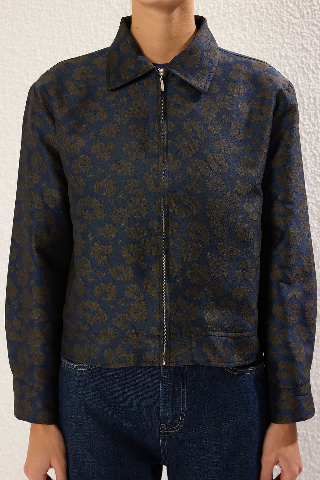 TRENDYOLMILLA Cok Renkli Regular Gomlek Yaka Jakarl? Ince Ceket Mont TWOSS25MO00015  фото 3