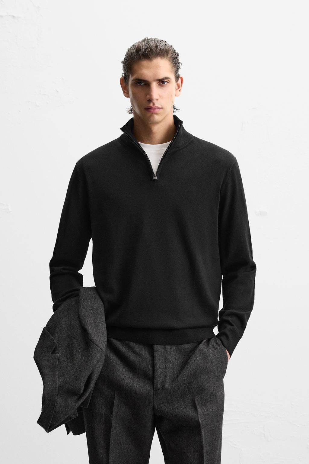 100% WOOL QUARTER ZIP JUMPER - Zara фото 2