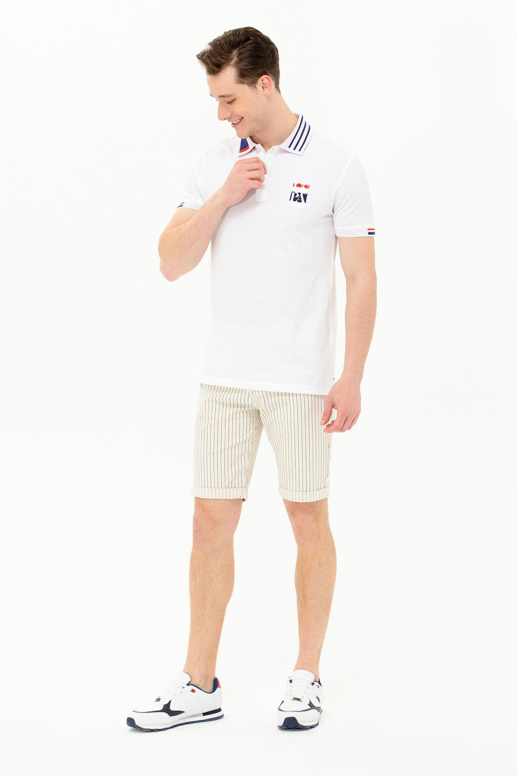 Мужская белая футболка с воротником поло - U.s. polo assn фото 19