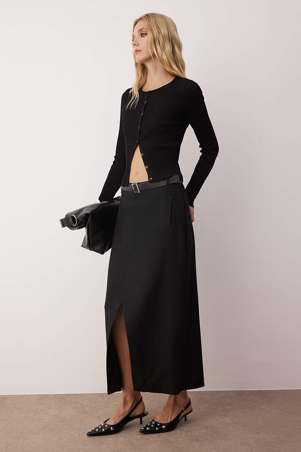 TRENDYOLMILLA Antrasit Kruvaze Kapama Maxi Boy Dokuma Etek TWOAW25ET00082 фото 2