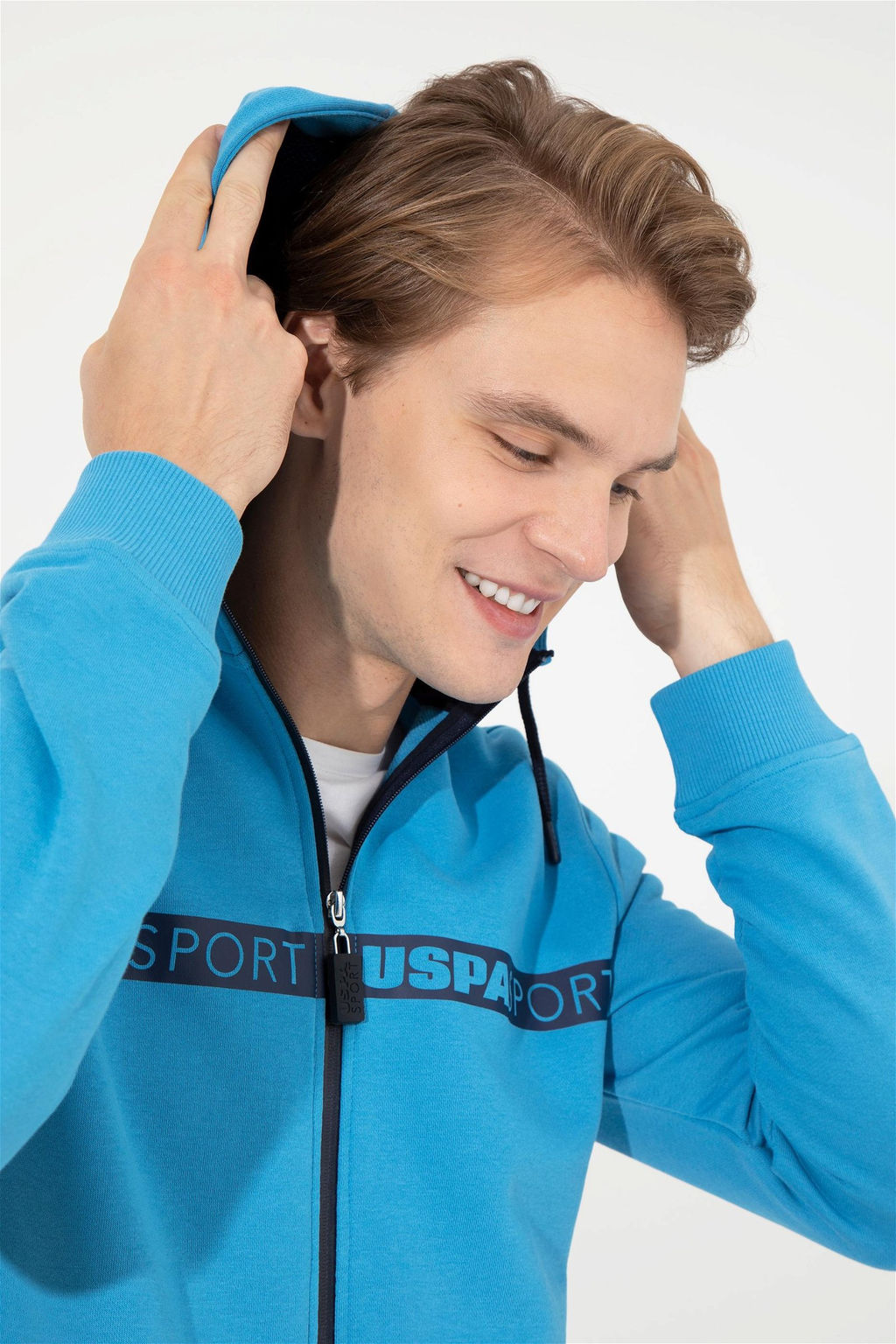 U. S. Polo Assn Мужской вязаный кардиган кобальтового цвета с капюшоном - U.s. polo assn фото 9