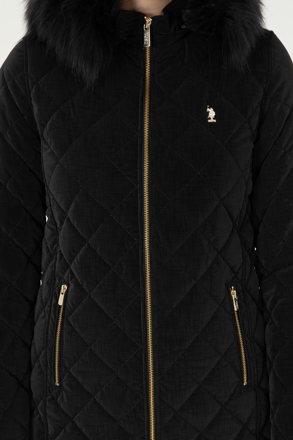 Женская черная кожаная куртка - U.s. polo assn фото 5