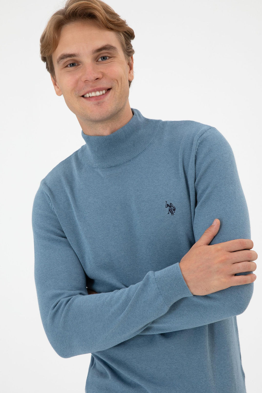 Erkek Slim Fit Bo_azl_ Mavi Basic Kazak - U.s. polo assn фото 2