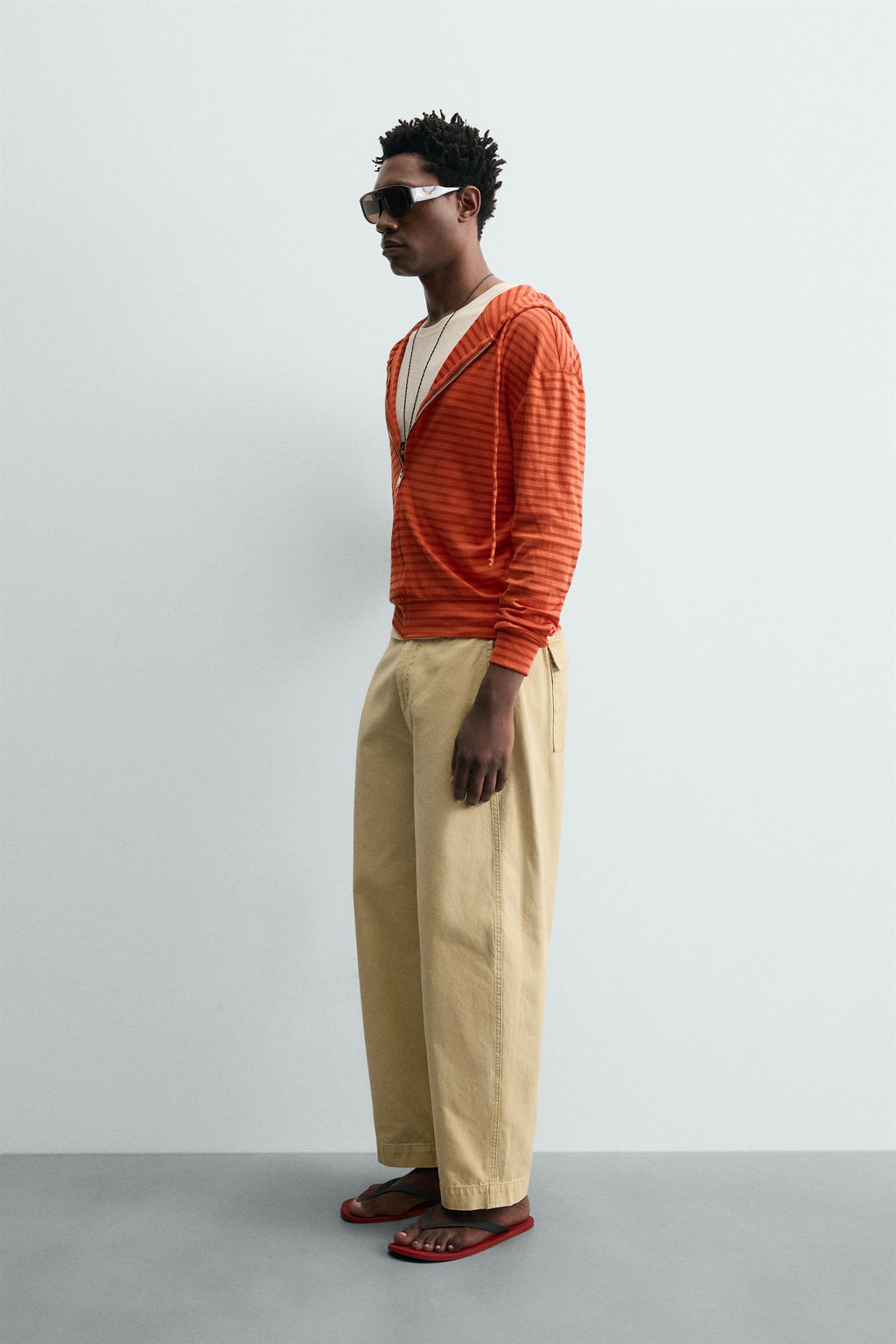 SUDADERA CAPUCHA RAYAS / Naranja - Zara фото 4