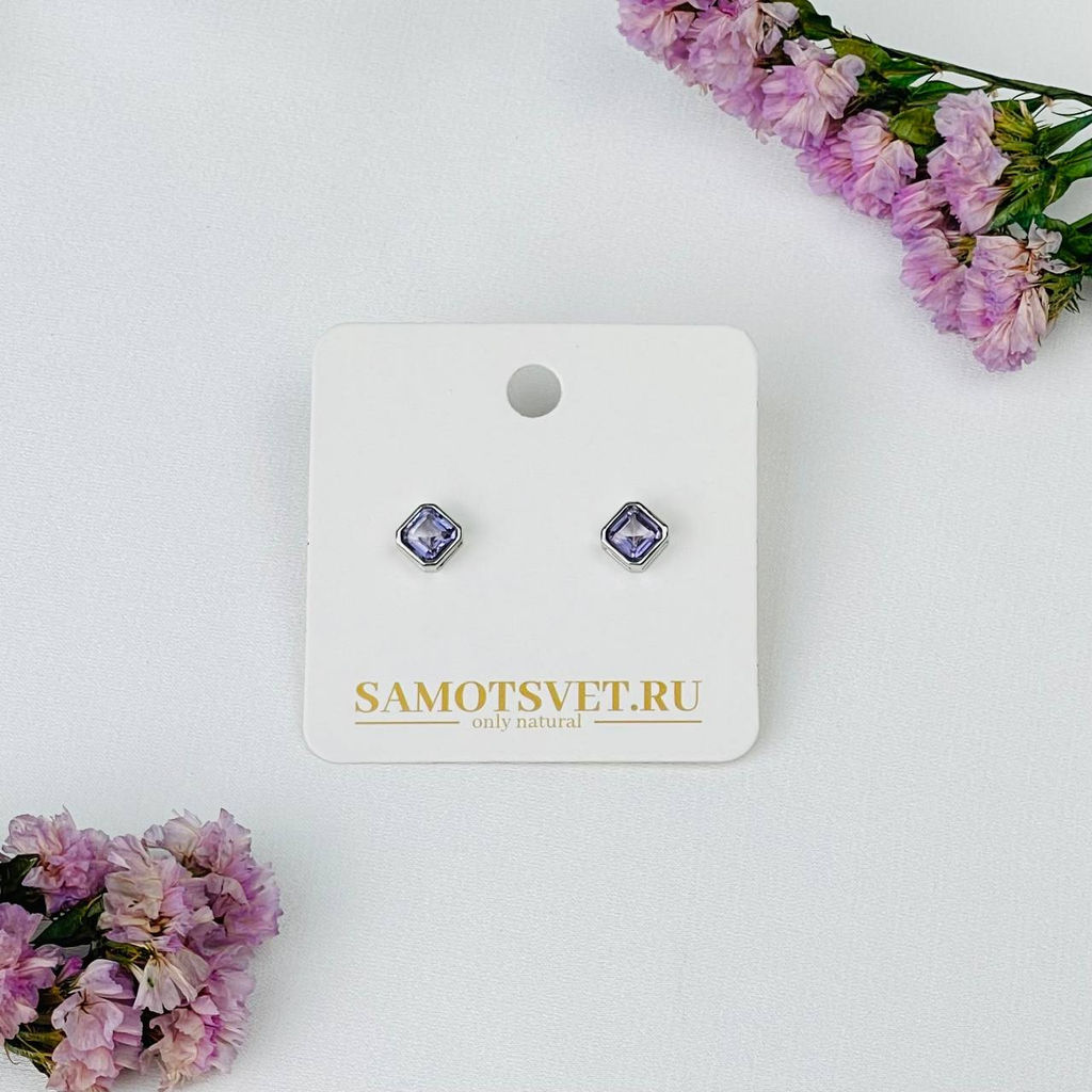 Серьги-пусеты с Аметистом