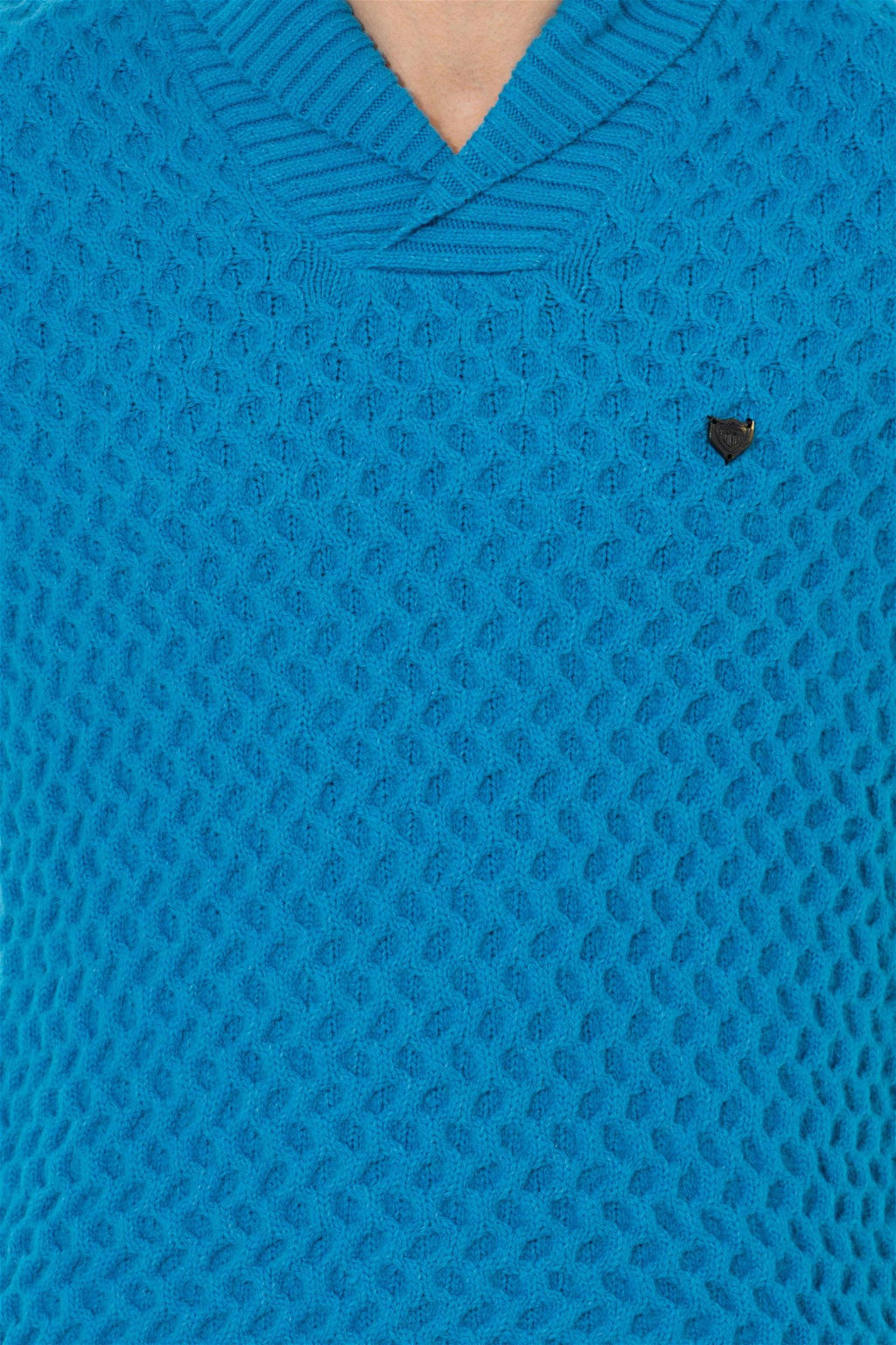 U. S. Polo Assn Мужской трикотажный свитер кобальтового меланжевого цвета с шалевым воротником - U.s. polo assn фото 12