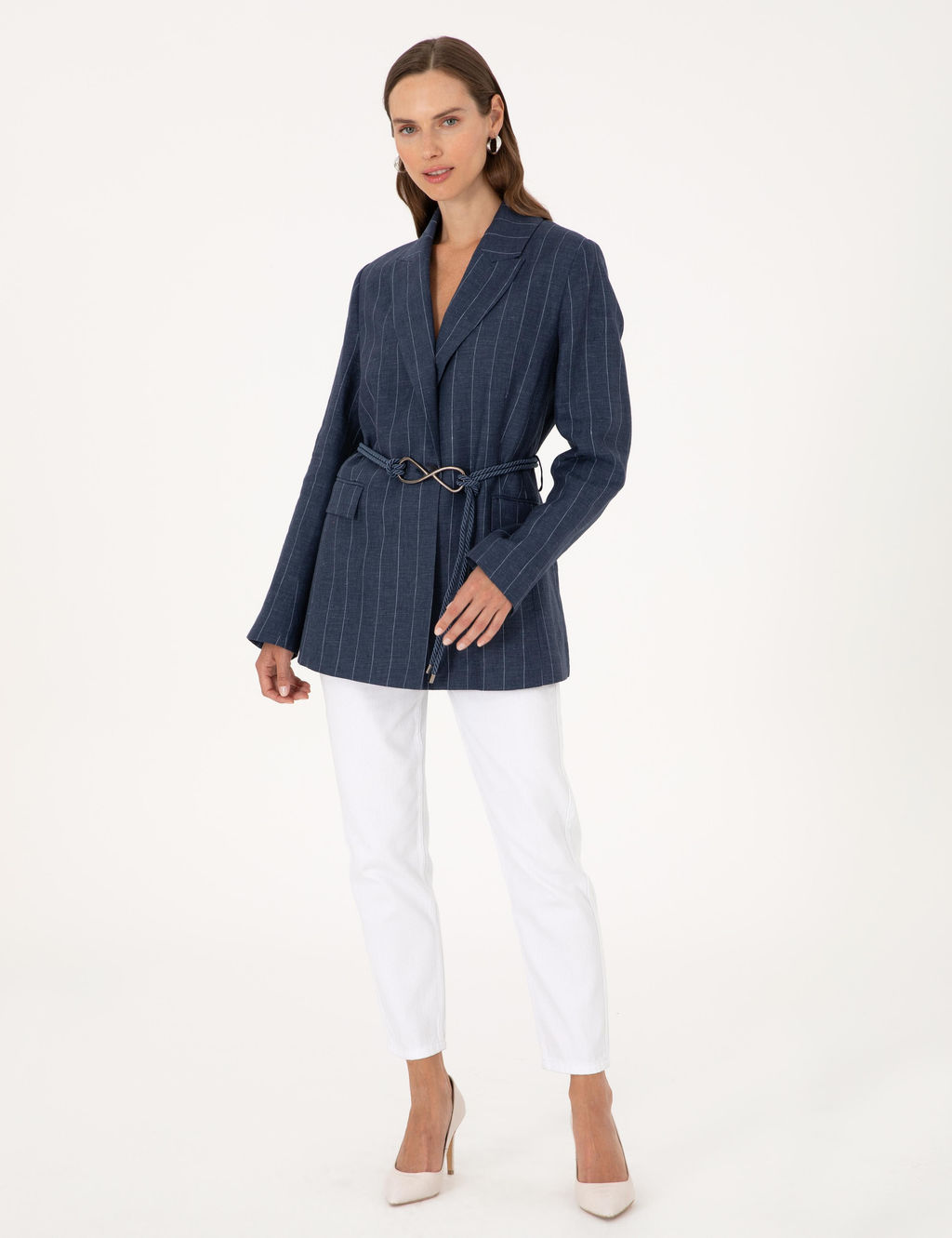 Lacivert Regular Fit Keten Ceket - Pierre cardin фото 4