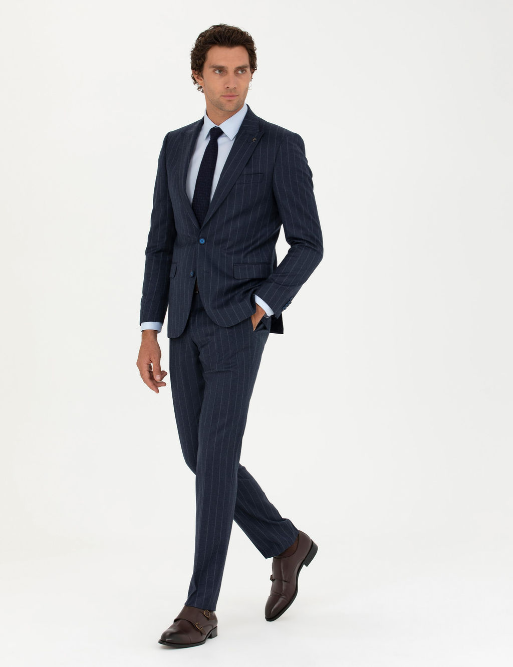 Темно-синий приталенный костюм - Cacharel фото 3