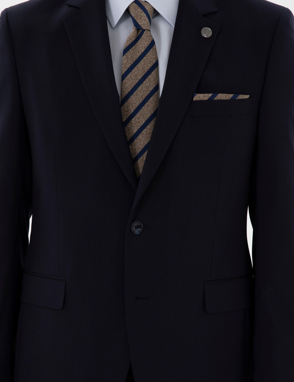 Lacivert Slim Fit Y_n Tak_m Elbise